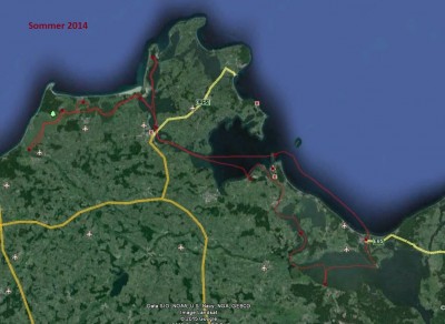 Sommer 2014, Start Dändorf, Rund Usedom mit Besuch auf dem Ruden und 7 Tage auf Hiddensee